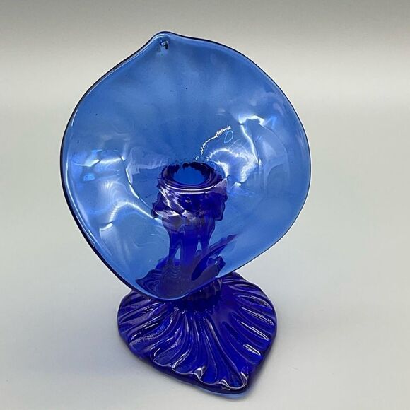 Jack in the Pulpit Vintage Cobalt Blue Studio Art Glass Signed J Deanda - Picture 2 of 12